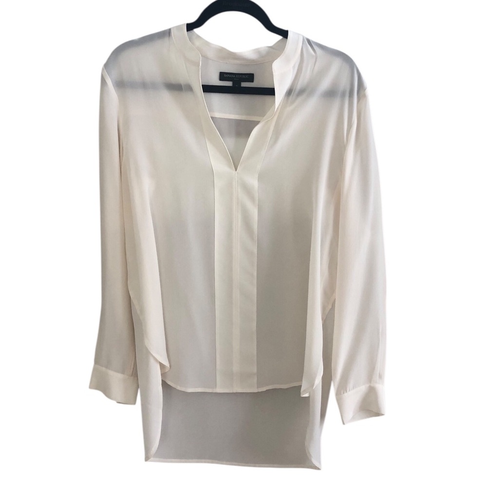 Banana Republic Cream Silk High-Low Tunic
